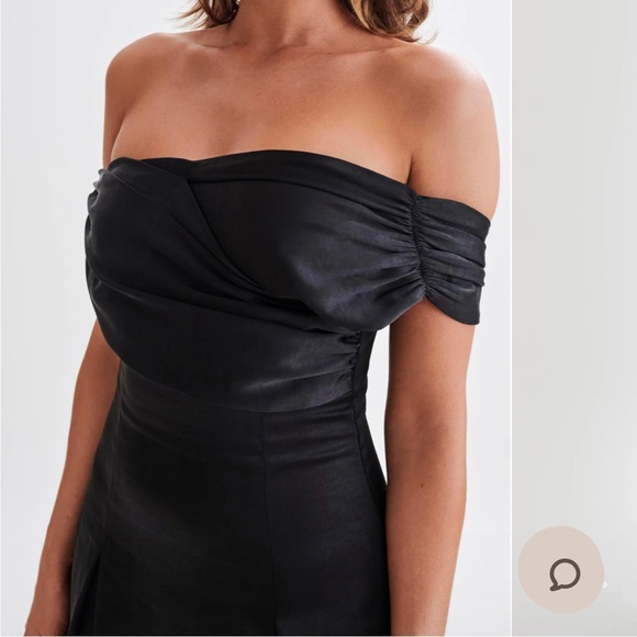 Black Meshki MIDI Dress Off The Shoulder - Picture 2 of 3